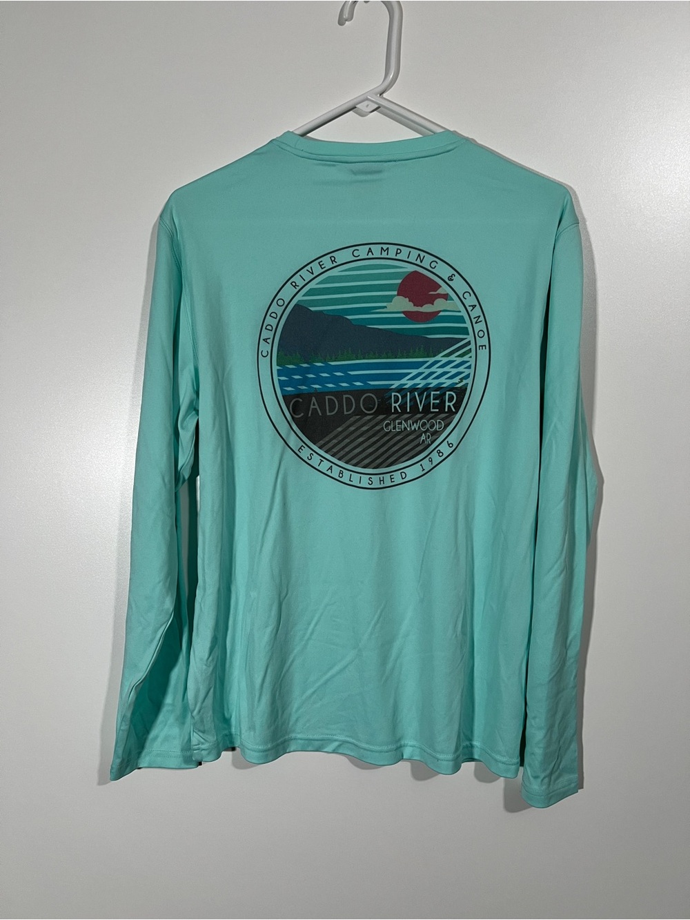 Caddo River Arkansas Sun Shirt Long Sleeve Size Medium Mint Green